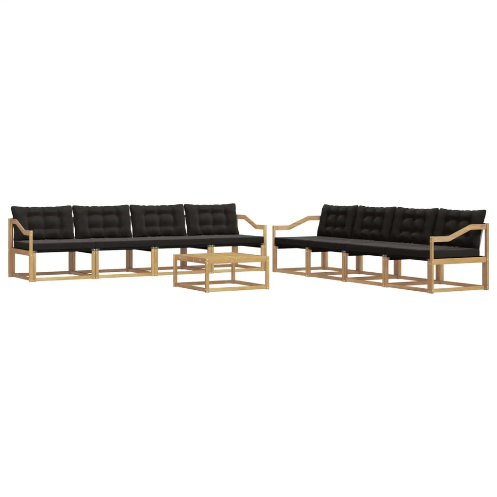 Set di divani da esterno 9 pz Bianco e Nero 3388550