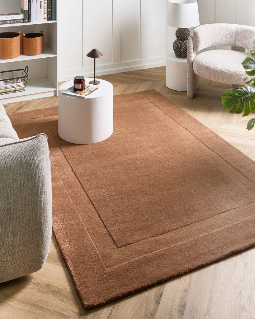 Tappeto in lana forma rettangolare, tuftato a mano 160 x 230 cm marrone design elegante
