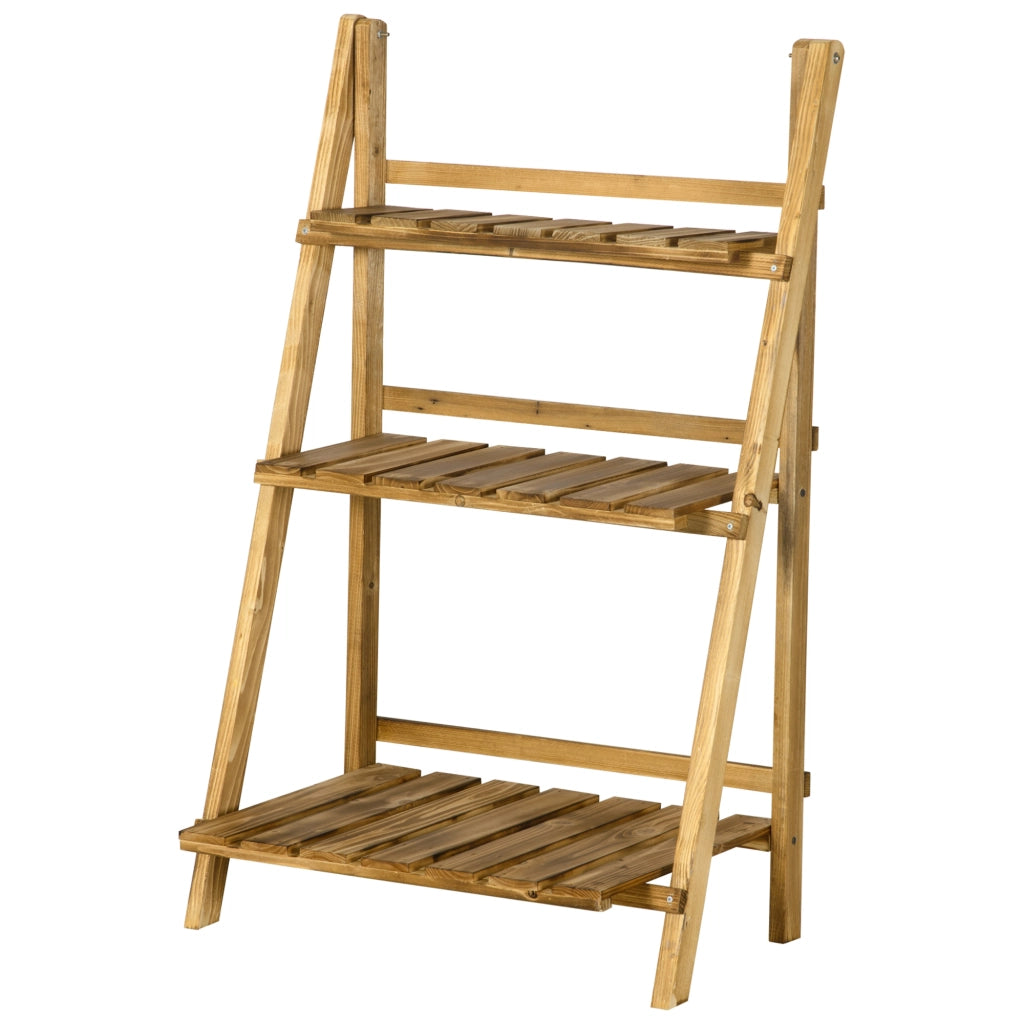 Scaffale piramidale pieghevole con 3 ripiani ¨C zephmum ¨C 60x37x93 cm marrone