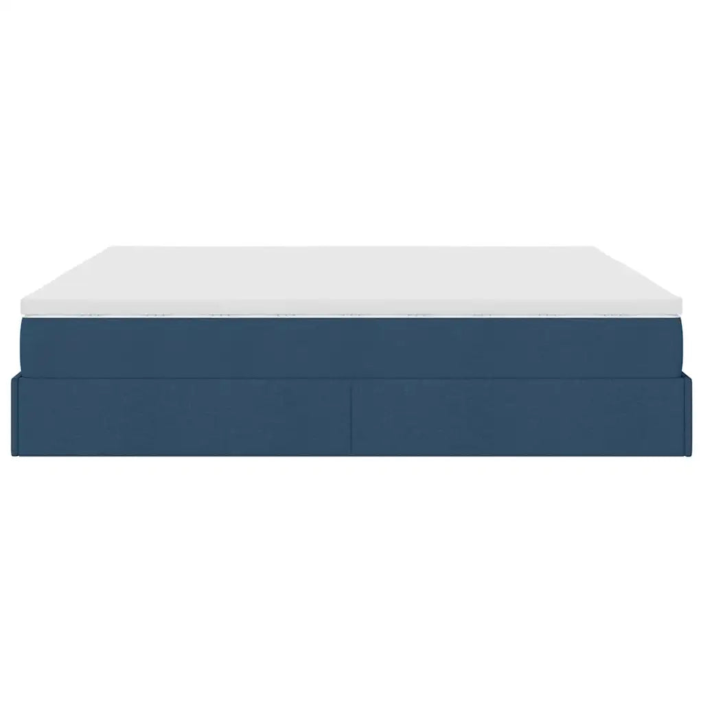 Struttura Letto Pouf con Materasso Blu 160x200 cm in Tessuto 3311126
