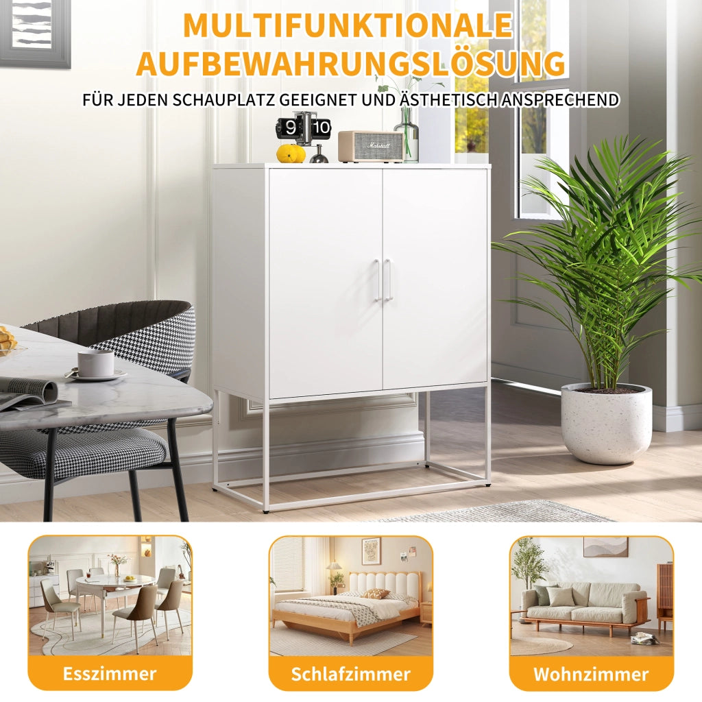 Mobile TV ¨C zephmum ¨C Bianco, Metall-Sideboard, 85x40x109 cm
