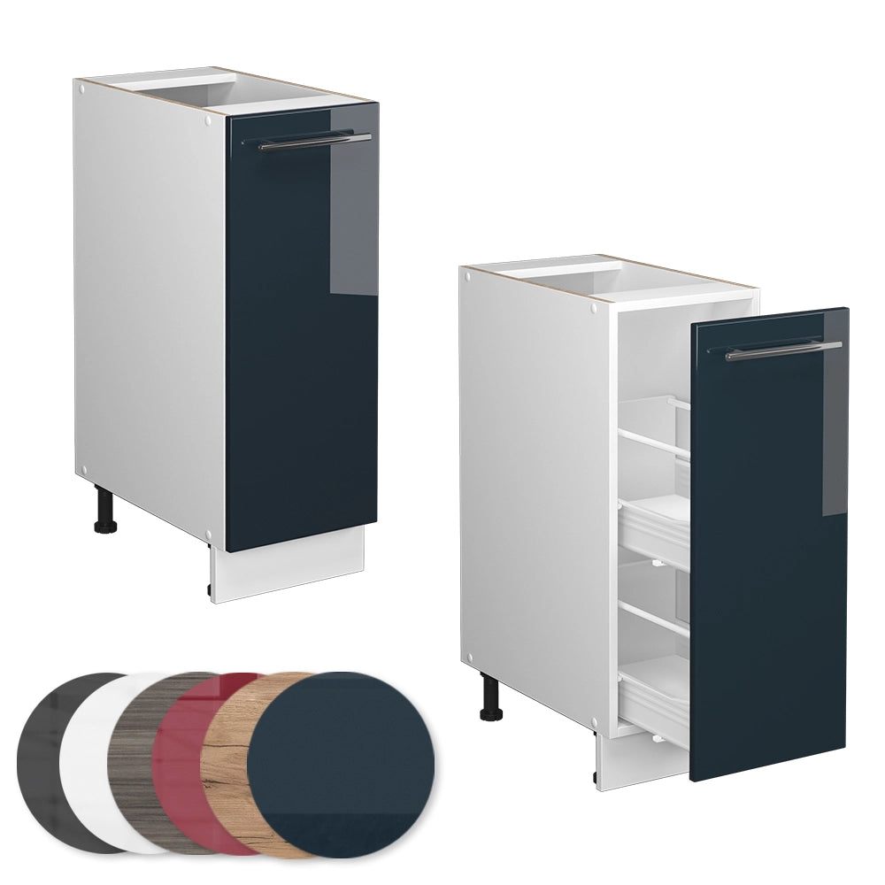 Armadio cucina dispensa alto Fame-Line Blu scuro lucido/Bianco 30 cm senza piano di lavoro Vicco