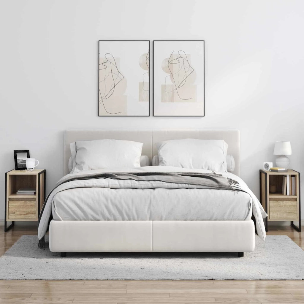 Comodino 2 pcs Sonoma 39,5 x 30 x 50 cm Legno multistrato