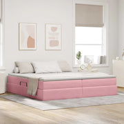 Letto con contenitore e materasso Rosa 200 x 200 cm Velluto 3370328