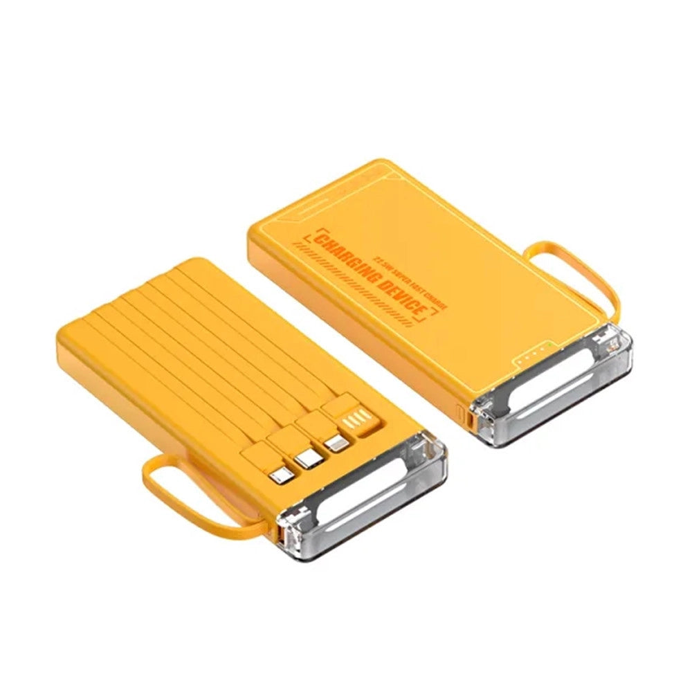 Trade Shop - Power Bank Portatile A Ricarica Rapida Da 12000 Mah Con Luce Led 4 Cavi Integrati Q-dc456 -