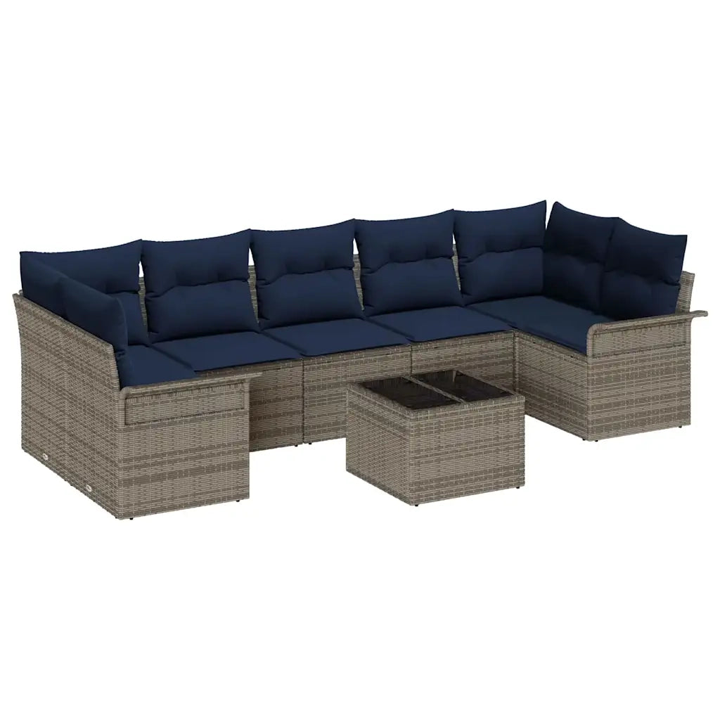 Set Divano da Giardino 8 pcs Grigio polyrattan