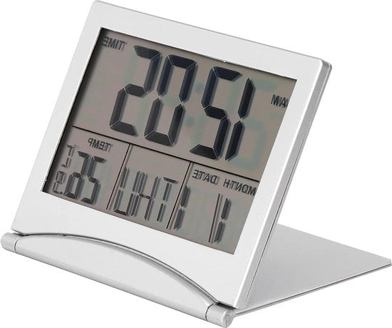 Orologio Digitale con Funzione di Alarme e Radio, Multifunzione con Temperatura, Data e Orario, con Funzione di Alarme e Radio, con Batterie, Miniaturizzato, Ideale per il Desktop o il Nachtkastje, Decorativo e Magnetico.