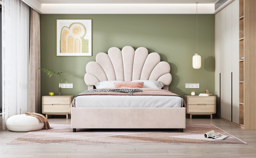letto imbottito velluto beige 140 x 200 cm