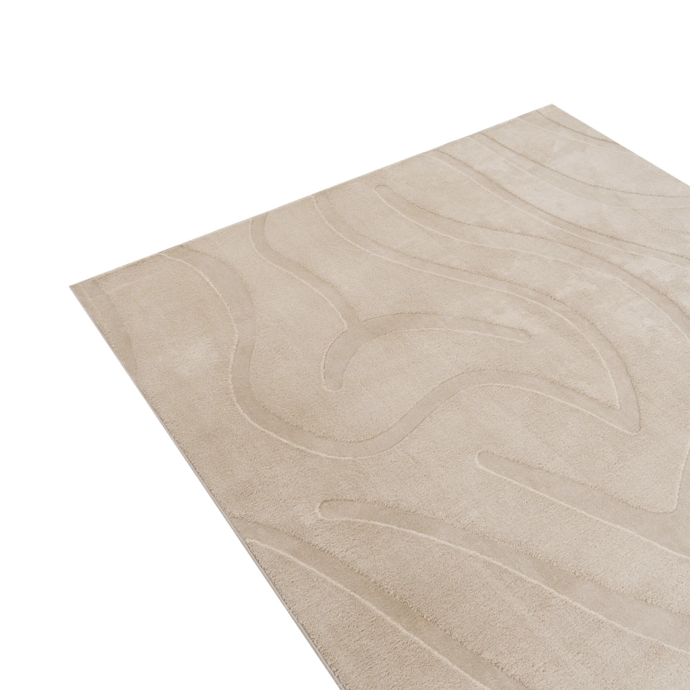 Tappeto da salotto jacquard, 160 x 160 cm a pelo corto beige Stile Moderno