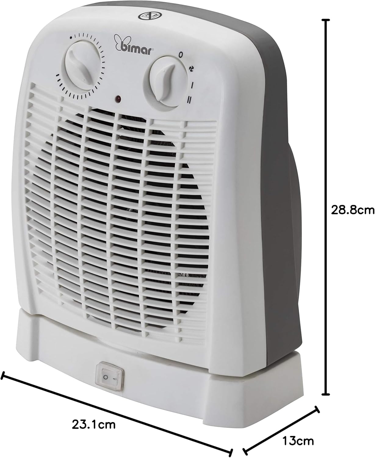 Bimar HF195 Stufa elettrica Termoventilatore Elettrico da 2000W a Basso Consumo con Termostato Regolabile