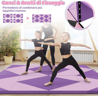 Tappetino Ginnastica Pieghevole 240 CM, Tappetino Fitness con Maniglie e Chiusure a Strappo per Stretching, Yoga, Arti Marziali da Casa e Palestra