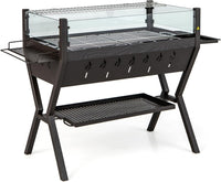 Barbecue a Carbonella, Griglia a Carbone Portatile con Protezione Antivento, Ripiani per Condimenti, Mensola Portaoggetti, per Cucinare, Campeggio e picnic
