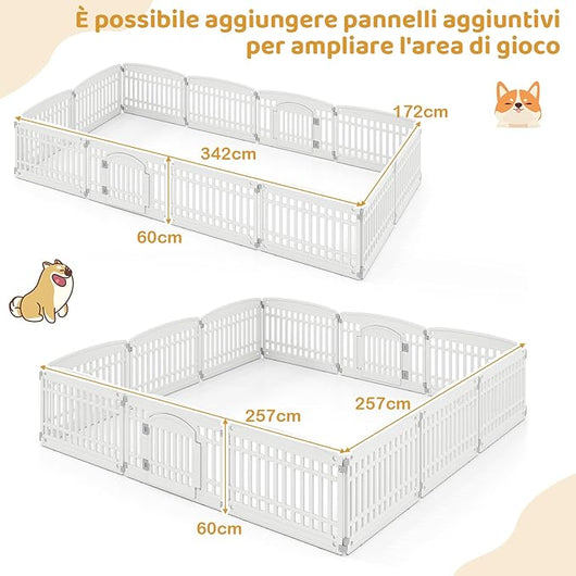 Recinto per Cani da Interno ed Esterno, Recinzione per Animali Domesti Pieghevole a 6 Pannelli 60 cm per Cani Medi e Piccoli con Porta di Bloccaggio Sicura, 172 x 87 x 60 cm