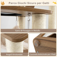 Albero per Gatti da 145 cm, Centro Attività a più Livelli con Tiragraffi, Amaca, Casa, Piattaforma e Cuscino, Tiragraffi da Interno per Gattini
