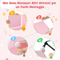 Guardaroba Portatile per Bambini, Armadio Portatile con 12 Cubi, Organizzatore Modulari per Camera dei Bambini Soggiorno, 109 x 35 x 145 cm (Rosa)