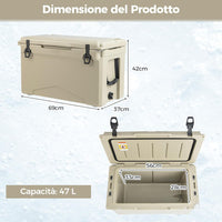 Frigorifero Portatile da 47 Litri, Frigo da Campeggio con Portabicchieri Integrati, Freddo Portatile con Manico, Fino 5-7 Giorni, Regolo e Apribottiglie, per, Campeggio, Picnic, Pesca