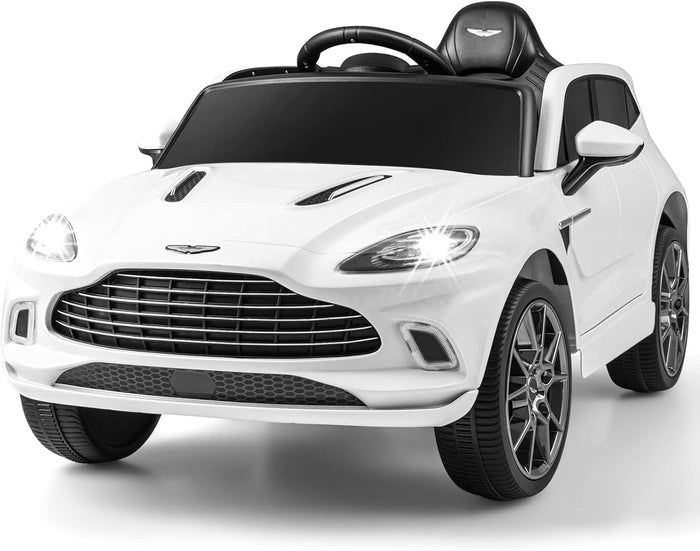 Aston Martin DBX Auto Elettrica per Bambini, 12 V Macchina Elettrica con Telecomando e Luci LED, Partenza Lenta Clacson, Regalo per Bambini 3-8 Anni (Bianco)