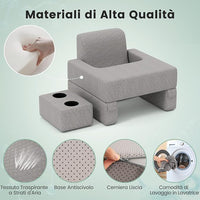 Set di 3 Cuscini da Lettura, Cuscino per Leggere con Tasca Laterale Portabicchieri e Cuscino a Cuneo per Schiena con Appoggio, per Rissarsi Leggere e Giocare, Grigio