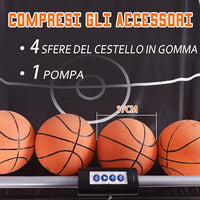 Macchina da Pallacanestro Elettronica, Canestro Basket da Camera a Doppio Tiro Pieghevole con Punteggio Elettronico, 4 Palle, 8 Modalità di Gioco e 2 Canestri (Grigio)