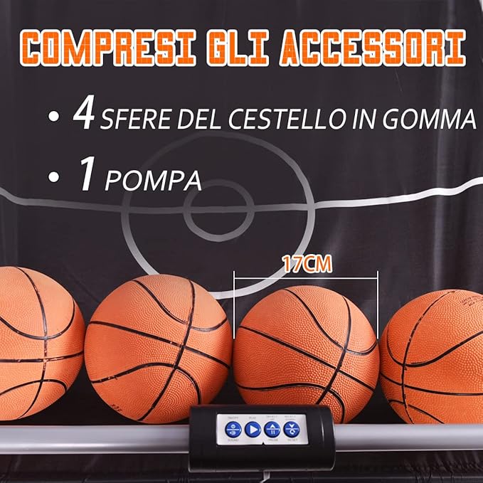 Macchina da Pallacanestro Elettronica, Canestro Basket da Camera a Doppio Tiro Pieghevole con Punteggio Elettronico, 4 Palle, 8 Modalità di Gioco e 2 Canestri (Grigio)