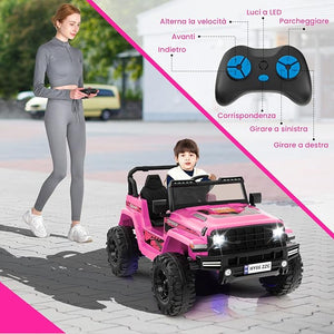 24V Auto per Bambini con Telecomando, Macchina Elettrica con 2 Posti musica Bluetooth luci, 2 Velocità Regolabile, Regalo per Bambini 3-8 Anni (Rosa)