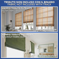 BASTONE BINARIO PER TENDA A PACCHETTO CON 5 CALATE A SGANCIO RAPIDO IN ALLUMINIO BIANCO LUNGHEZZA 200 CM Attacco Soffitto COMANDO A SINISTRA
