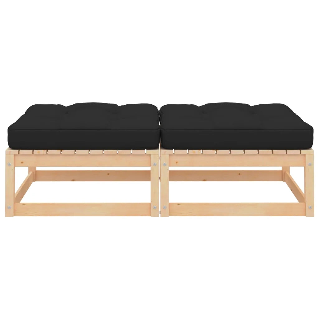Poggiapiedi da Giardino con Cuscini 2 pz Legno Massello di Pino 807291