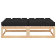 Poggiapiedi da Giardino con Cuscini 2 pz Legno Massello di Pino 807291