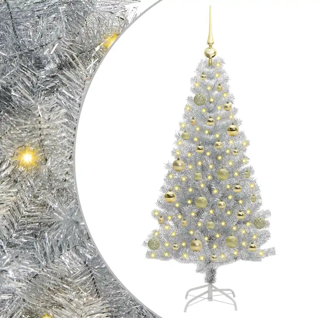 Albero di Natale con 150 LED con supporto Argento 150 cm PET 3396665