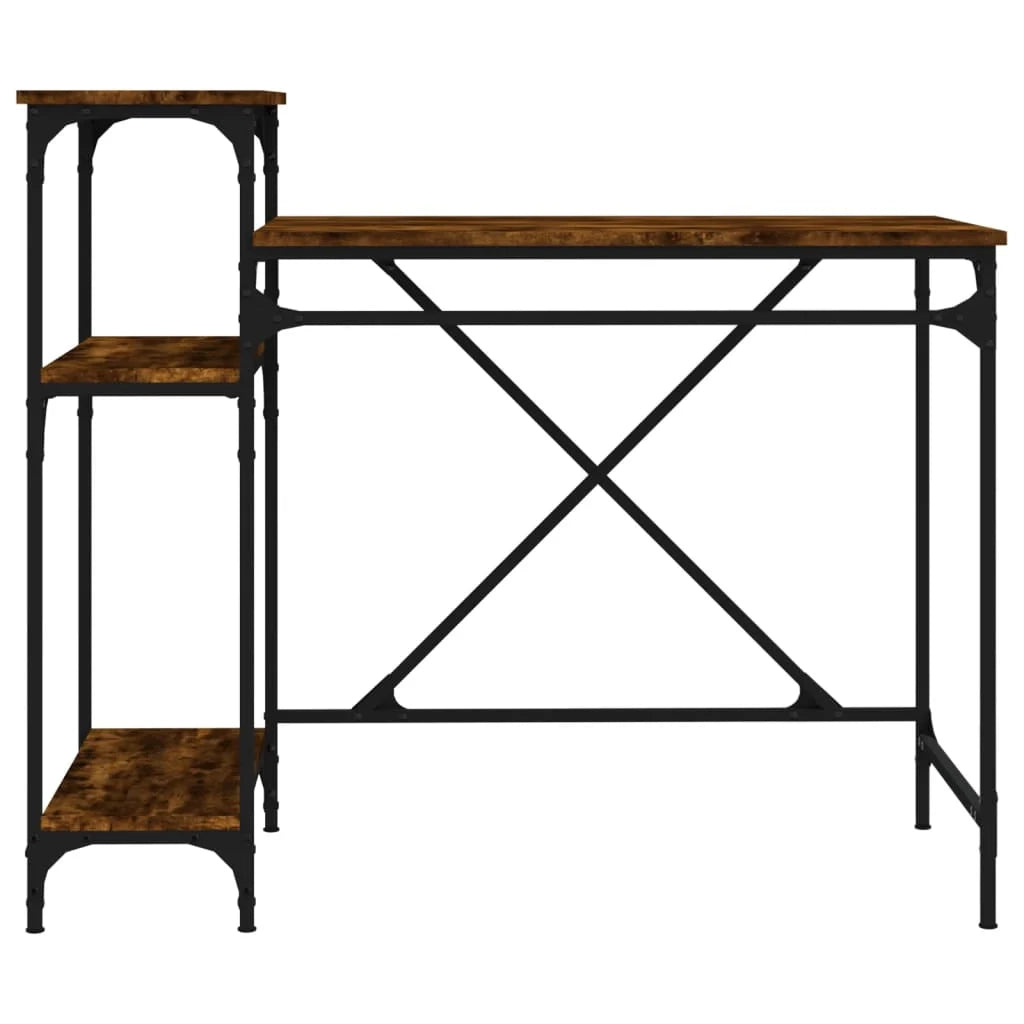 Scrivania da ufficio postazione di lavoro mobile per computer scrivania da studio con ripiani rovere 105 x 50 x 90 cm legno ingegnerizzato e ferro marrone 02_0023484