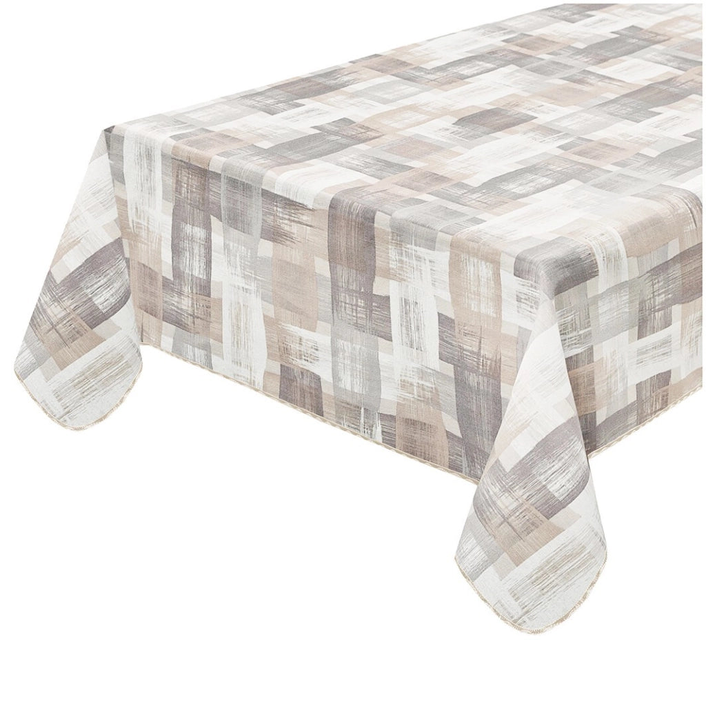 Tovaglia Antimacchia 135x180 Cm Bordata Tavolo Shabby Chic Cotone Plastificato Interno Esterno