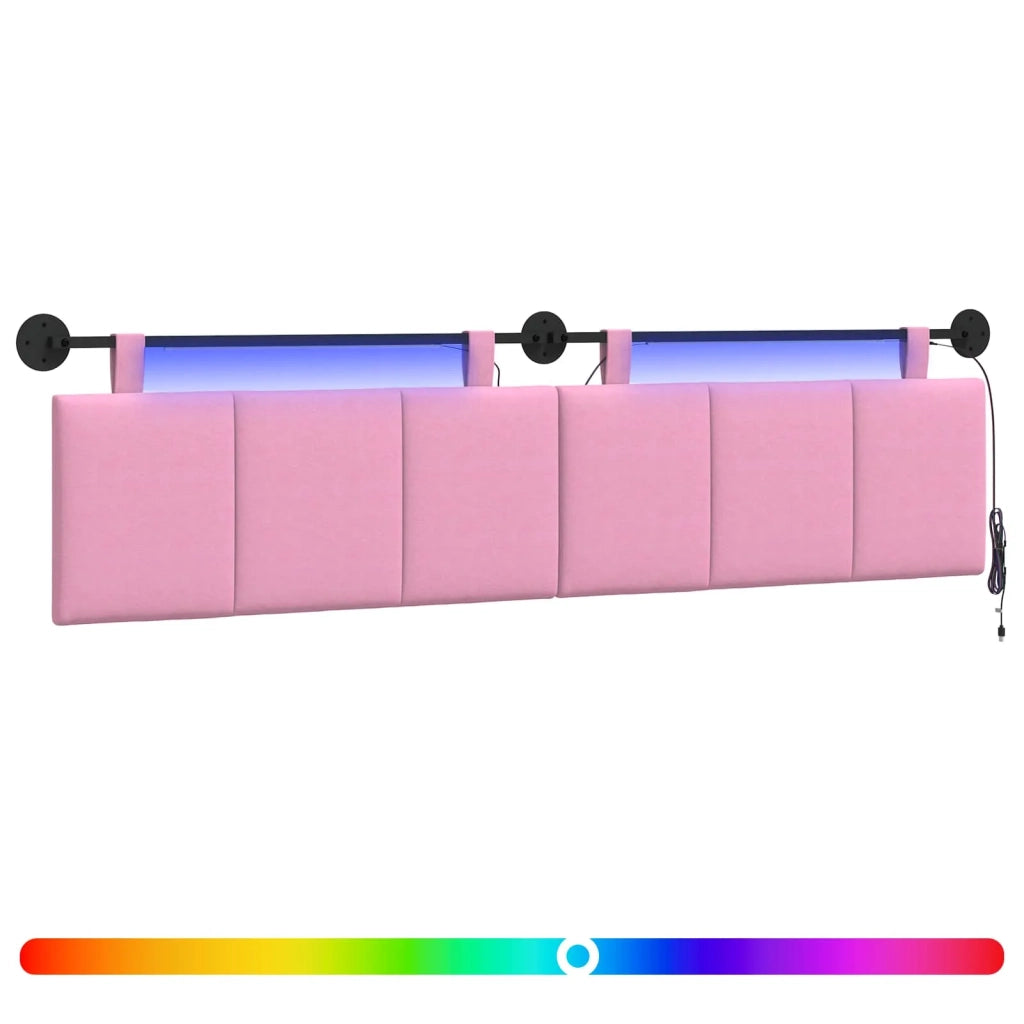 Testiera sospesa Con luce LED Rosa Tessuto