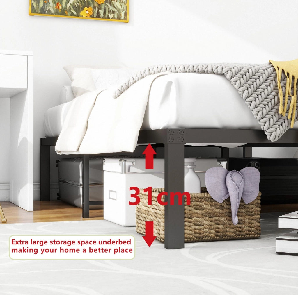 Struttura letto in metallo 120 x 200 cm con doghe; altezza da terra 31 cm; nera