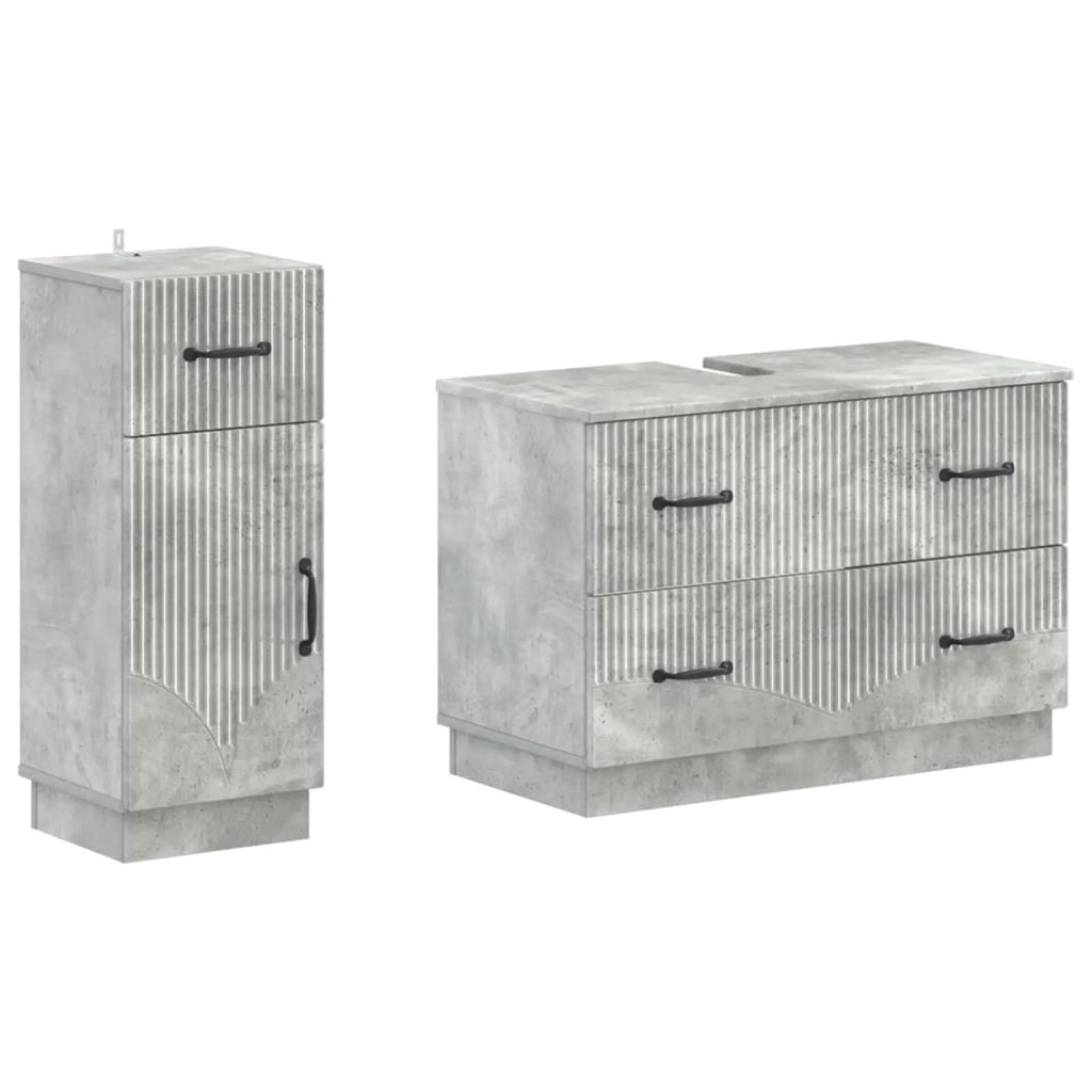 Set di Armadi da Bagno da 2 Pezzi HOORN Grigio Cemento 3417714