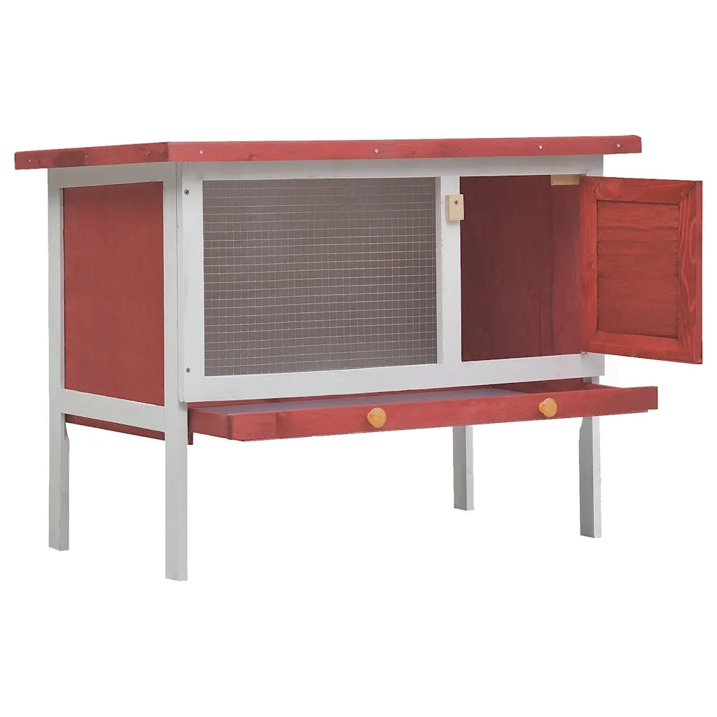 Conigliera per Esterni con Piano Singolo Rossa in Legno cod mxl 48401