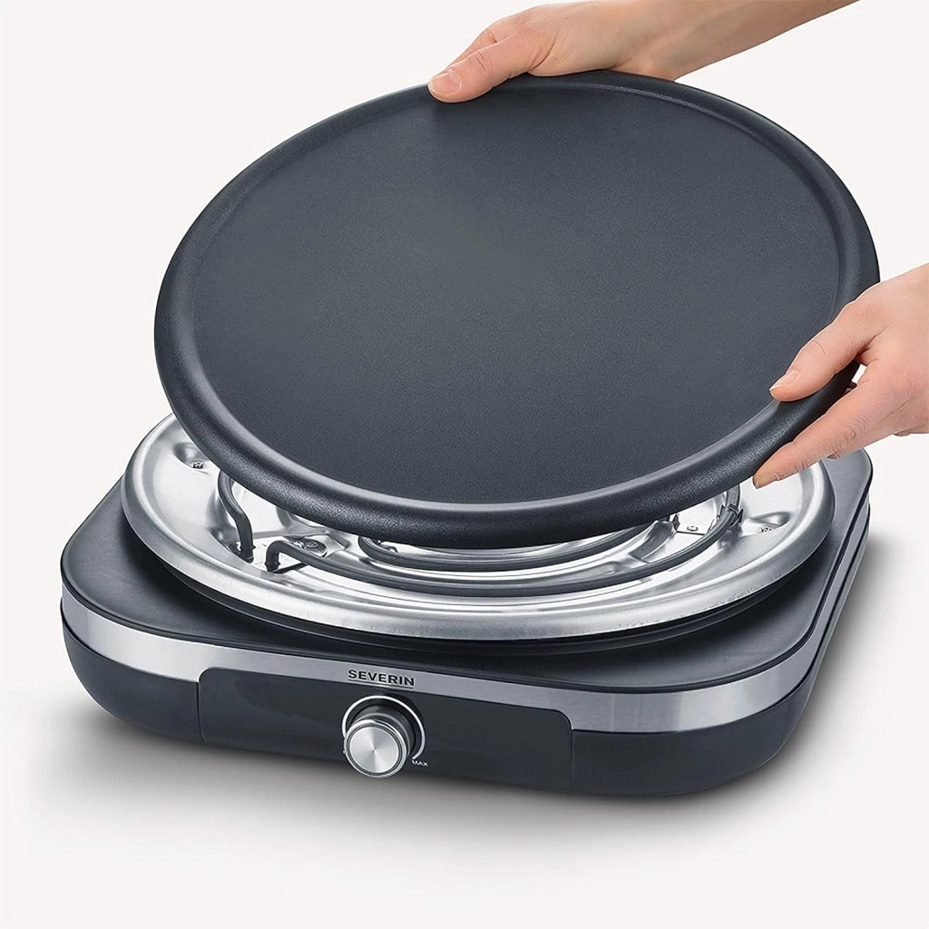 Severin cm 2199 crepiera elettrica xxl, crepes maker con temperatura regolabile, piastra antiaderente removibile e spatola giracrepes inclusa, utile anche come piastra per pancake