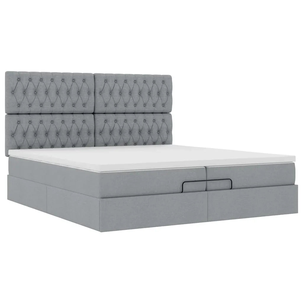 Struttura Letto Pouf con Materassi 200x200 cm in Tessuto 3314114
