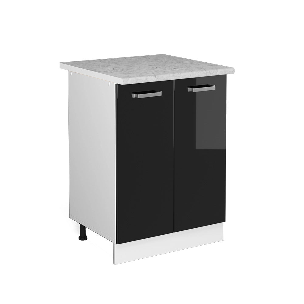 Vicco Mobiletto base cucina Nero lucido 60 cm , PL Marmo