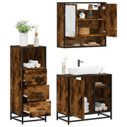 vidaXL Set Mobili da Bagno 3 pz Rovere Fumo in Legno Multistrato