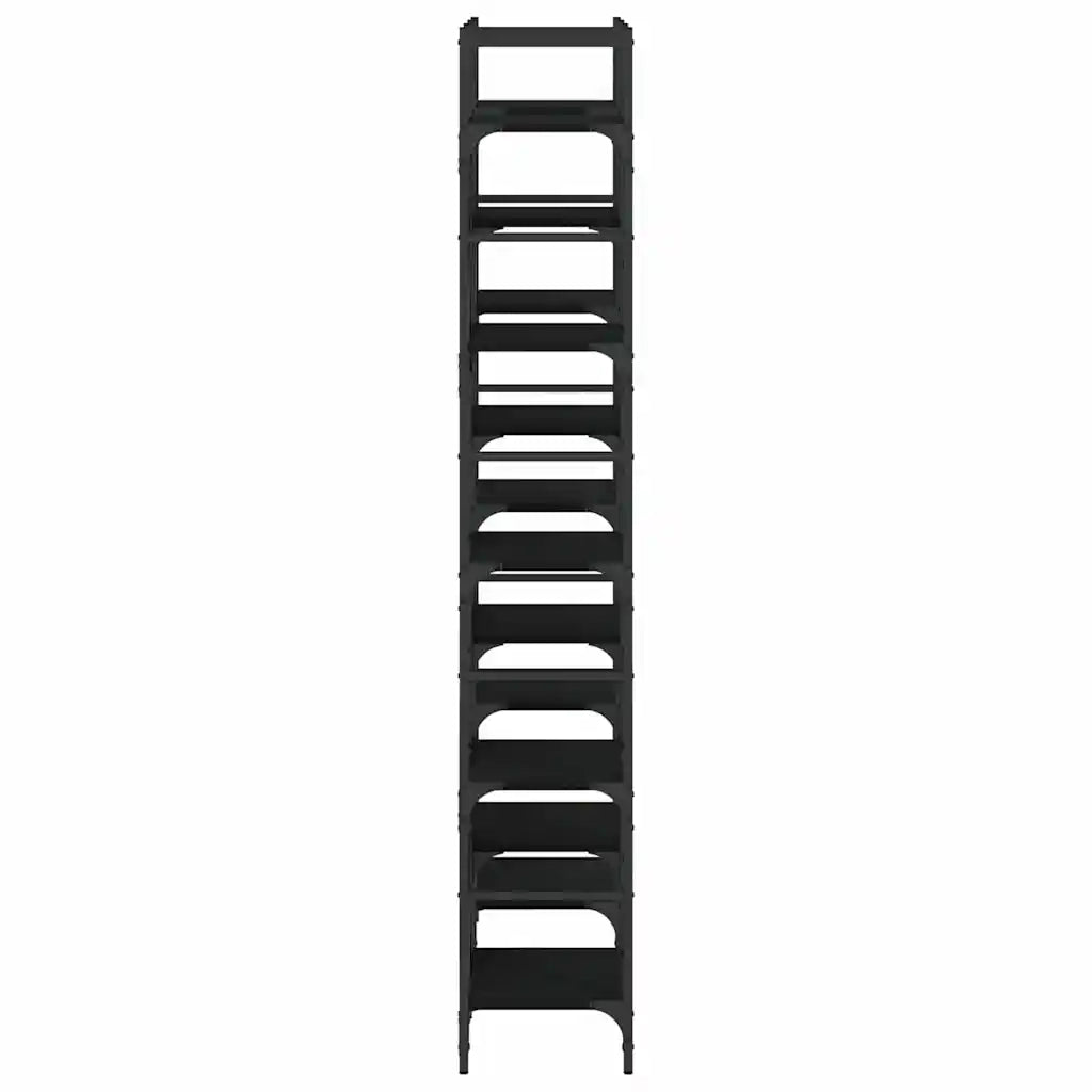 Libreria-Scaffale per Libri-Mobile di Stoccaggio Nera 127,5x28,5x172,5 cm in Legno Multistrato
