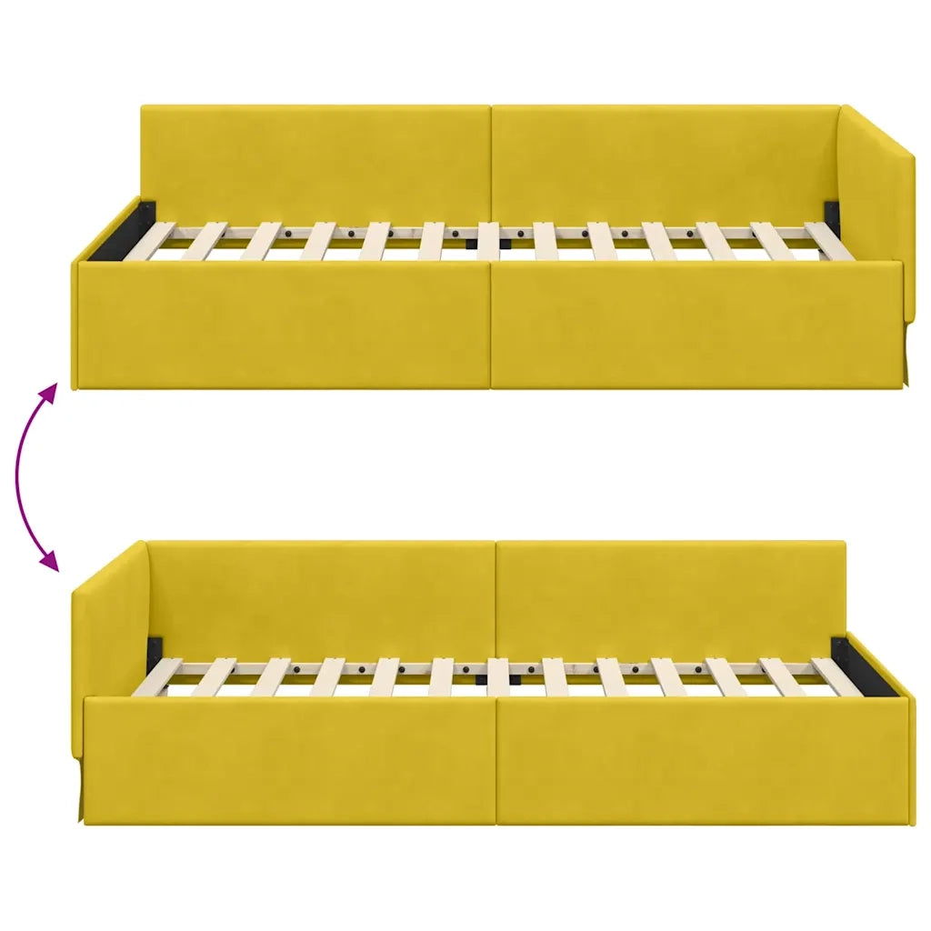 Cornice del letto ad angolo Giallo 80 cm x 200 cm Velluto 42016067