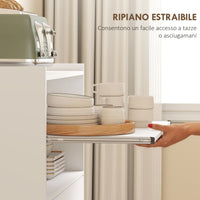 Mobile Cucina Multiuso 59x40x92 cm con Ripiano Estraibile in MDF Bianco