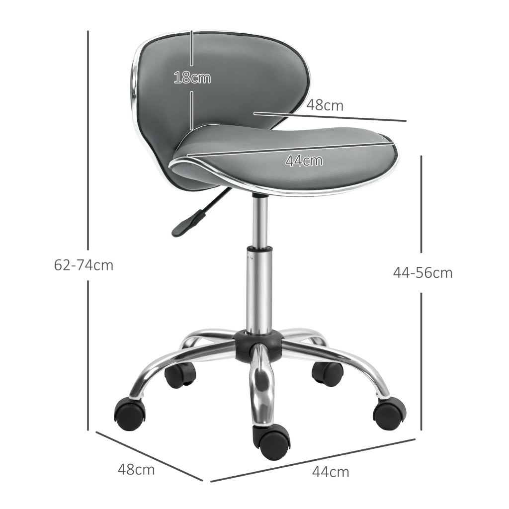 Sgabello da lavoro regolabile con schienale e ruote ¨C zephmum ¨C grigio 44-56 cm