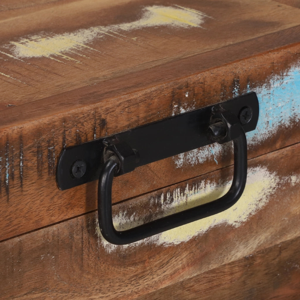 Scatola di stoccaggio multicolore 80x35x45 cm in legno massello di recupero