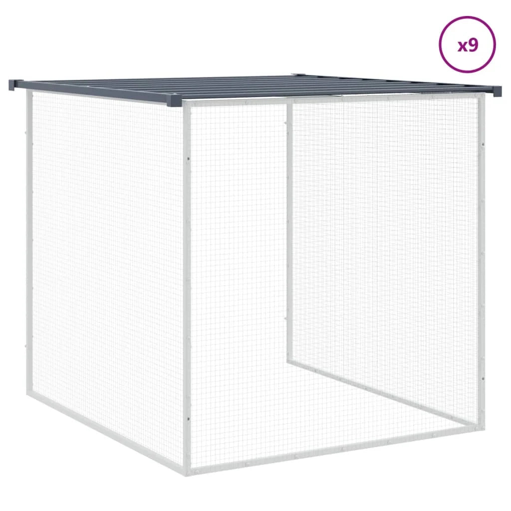Recinto per pollaio con tetto 1003 x 98 x 90 cm in acciaio zincato antracite 02_0043968