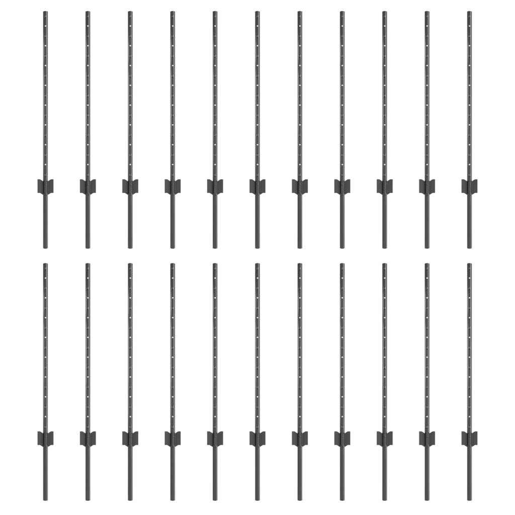 Pali di recinzione 22 pcs U-Channel grigio 120 cm in acciaio