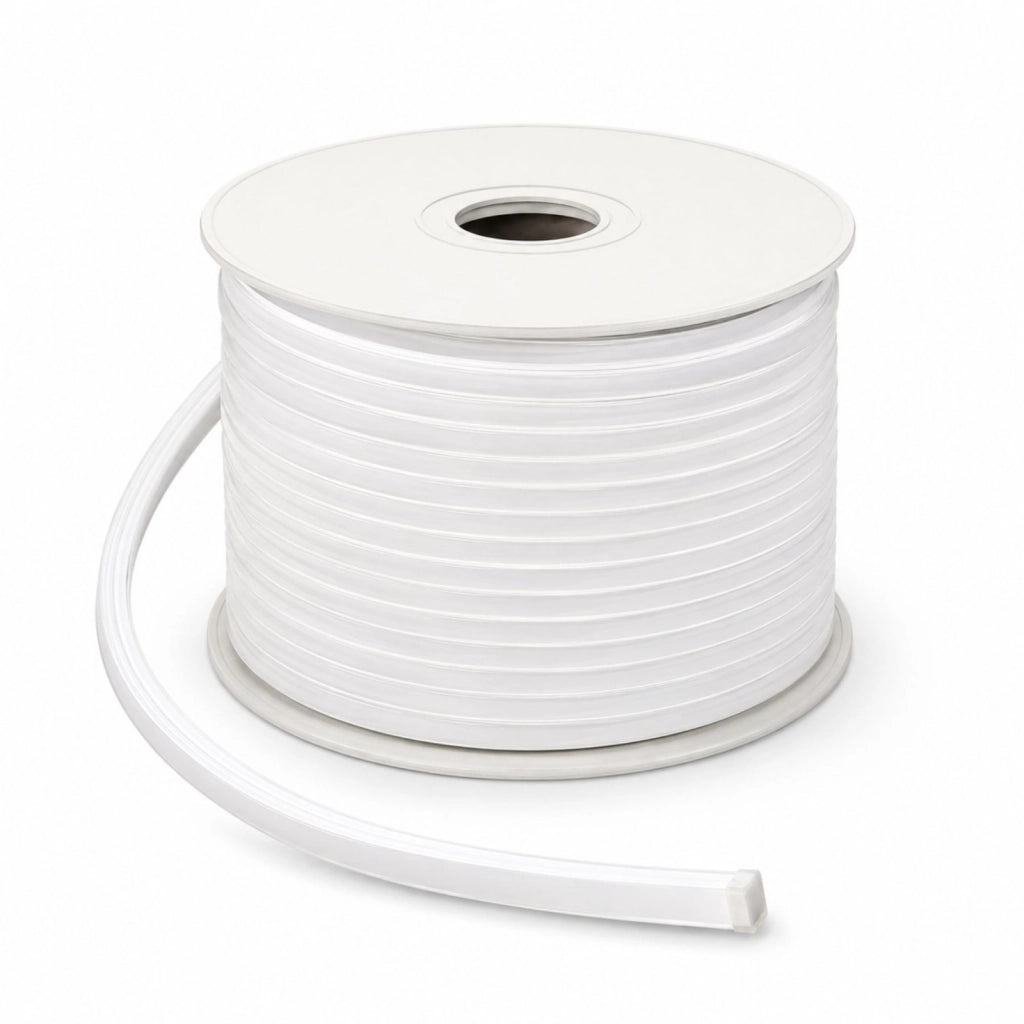 24V Bobina Striscia Led Neon Flex Da Incasso 10X10mm, 100 Metri, IP65 11W/M 660lm/M, Tagliabile Dove Vuole (Bianco Caldo 3000K)
