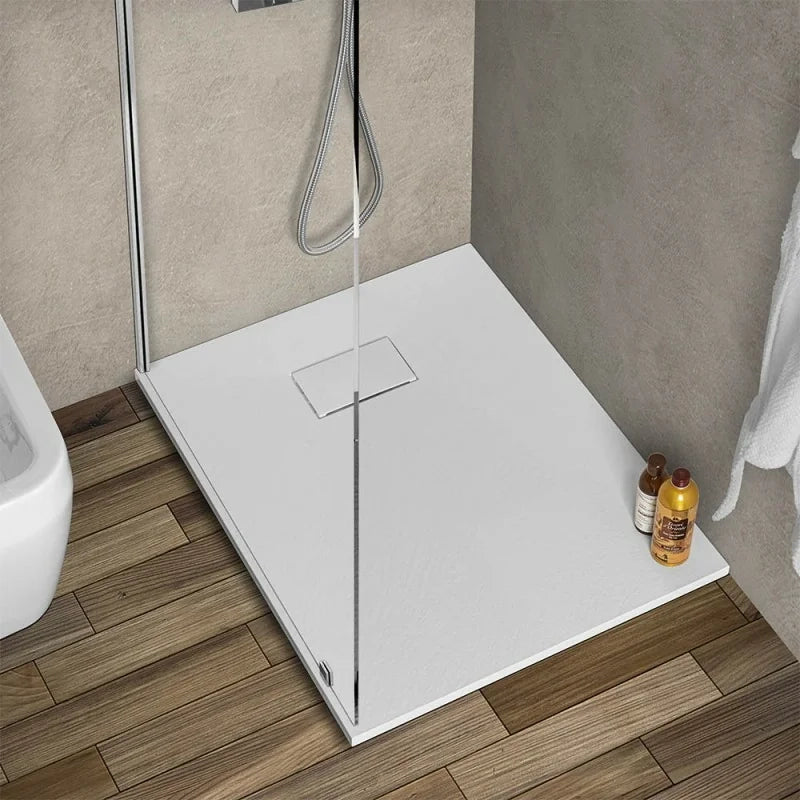 Piatto doccia 70x70 cm bianco effetto pietra in resina riducibile Agorà