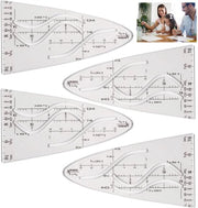 Serie di stencil matematici 4 pezzi - Parabolico/Cosinico/Tangente - Materiale plastico flessibile - Dimensionalmente stabile - Preciso e affidabile - Strumenti di disegno