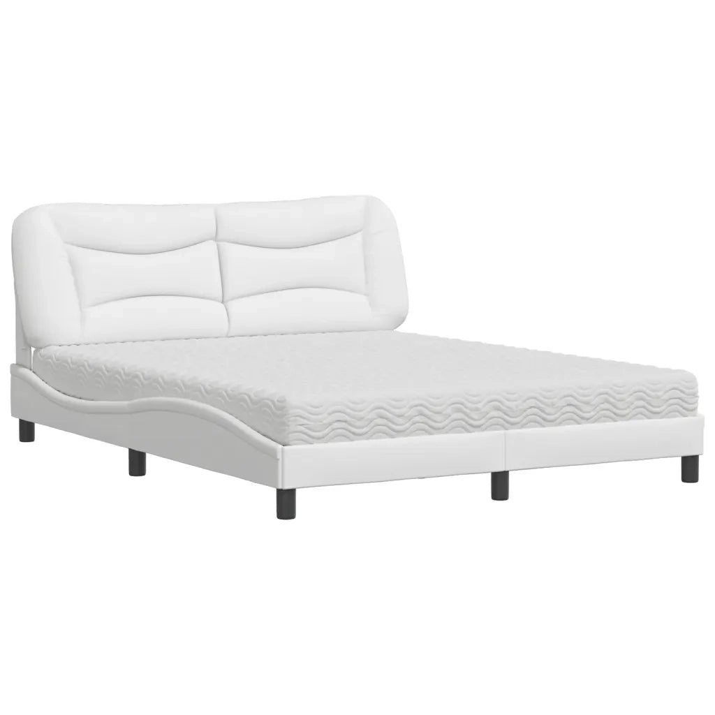 Letto con Materasso Hvar Bianco 160x200 cm in Similpelle